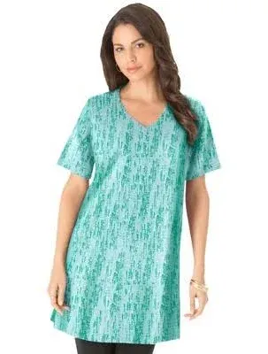 Roaman's Plus Size Women's Short-Sleeve V-Neck Ultimate Tunic