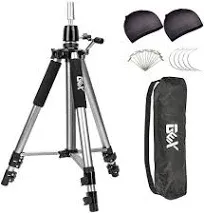 GEX 63" Heavy Duty Mannequin Tripod Stand for Wig Cosmetology Training Practice Doll Manikin Head Tripod Wig Stand With Travel Bag (Black)