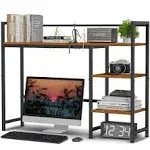 Snughome Desk Shelf, 38.6" Desktop Organizer Shelf, Desk Hutch for Computer Monitor, 4 Tier Desktop Display Rack, Wood Desktop Bookshelf Storage