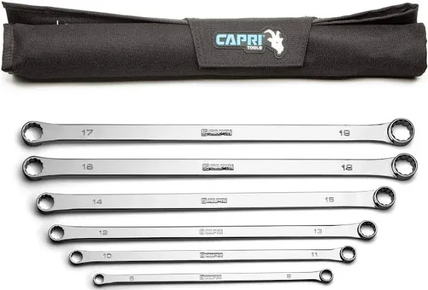 Capri Tools 0 Degree Offset Extra Long Box End Wrench Set, Metric, 8-19 mm, 12 Sizes, 6-Piece (CP11800-6MPK)