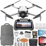 DJI Mini 4 Pro Folding Drone with RC 2 Remote (with Screen) Fly More Combo, 4K HDR Video, Under 249g, Omnidirectional Sensing, 3 Batteries Bundle with