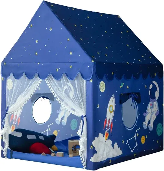 Sherilyn Kids Play Tent Playhouse Indoor Outdoor Boys Toddler Large Castle Play House Spaceship Tent Outer Space Rocket Blue