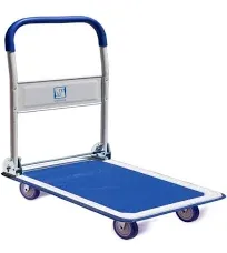 Push Cart Dolly by Wellmax, Moving Platform Hand Truck, Foldable for Easy Storage and 360 Degree Swivel Wheels with 330lb Weight Capacity