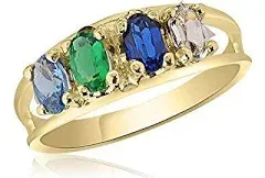 10K Yellow Gold Oval Stone 4 Birthstone Family Ring