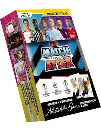 Topps Match Attax 23/24 - Booster Tin (Random Tin) - Contains 42 Match Attax Cards Plus 2 Exclusive Artists of The Game Limited Edition Cards