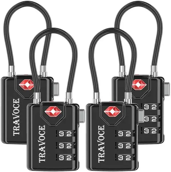 Travoce TSA Accepted Travel Lock Model TSA21105V Black 3 Pack