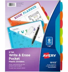 Avery Durable Plastic 8 Tab Write & Erase Dividers