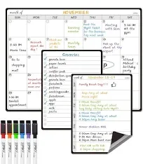  Magneticly Calendar Whiteboard Set for Fridge-ly Planning Board and Two Month