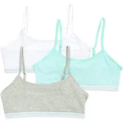 Maidenform Girls' Logo Band Cotton Crop Training Bra, 3 Pack