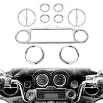 9pcs CNC Stereo Accent Speedometer Speaker Trim Ring Set For Harley Davidson FLH