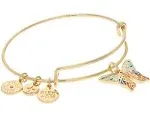 Alex and Ani Shiny Gold Butterfly Charm Bangle Bracelet