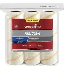 Wooster Brush RR724-9 Pro/Doo-Z Roller Cover, 1/2 Inch Nap, 9 Inch (3-Pack), White