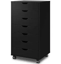 Drawer Unit with 7 Drawers On Casters | DEVAISE, Black