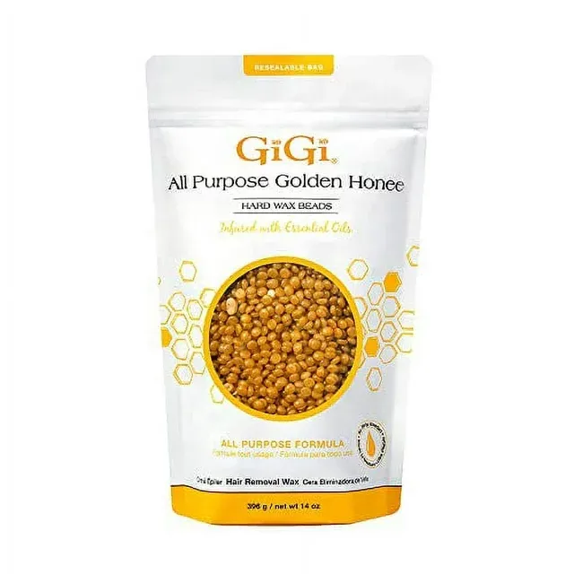 GiGi Hard Wax Beads, Golden Honee All Purpose Hair Removal Wax, no strip needed, 14 oz