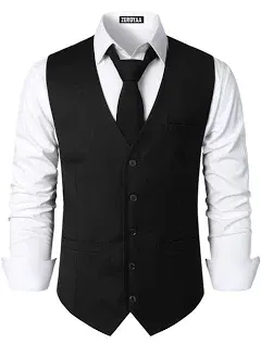 ZEROYAA Men's Hipster Urban Design 3 Pockets Business Formal Dress Vest for Suit Tuxedo