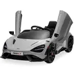 Kidzone 12V Licensed McLaren 765LT Kids Ride On Sports Car Electric Vehicle Vehicles with 2 Speeds, Parent Control, Smooth Start, Suspension, Hydraulic Doors & Hidden Training Wheels - Gray