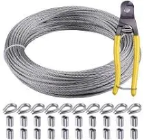 1/8" Wire Rope Cable Kit 100ft Stainless Steel 7x7 Strand Railing Kit