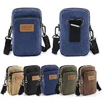 Outdoor Waist Bag Wallet for Men Crossbody Belt Cellphone Loop Holster Case Fanny Pack with 2-Zipper Pockets Mini Shoulder Bag Belt Waist Packs Pouch Purse Phone Bag Compatible with iPhone/Samsung