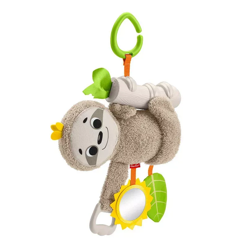 Fisher-Price Slow Much Fun Stroller Sloth Baby Toy with Sensory Details