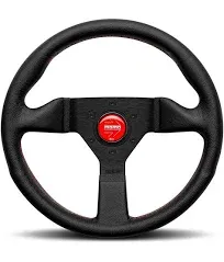 MOMO Steering Wheel MonteCarlo Black Leather 320mm with Red Stitching