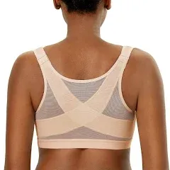 DELIMIRA Women's Front Closure Posture Wireless Back Support Full Coverage Bra