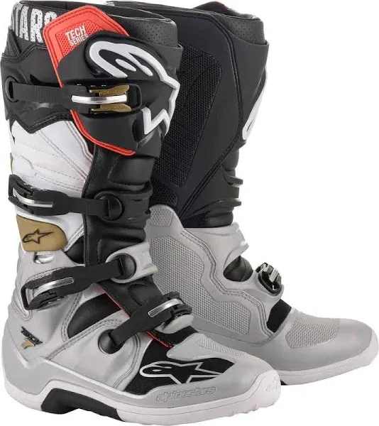 ALL SIZES! Alpinestars Tech 7 Boots Black/Gray/Gol<wbr/>d Motocross (CLOSEOUT) NEW