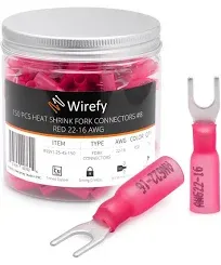 Wirefy 150 PCS Heat Shrink Fork Connectors #8 - Marine Grade Fork Terminals