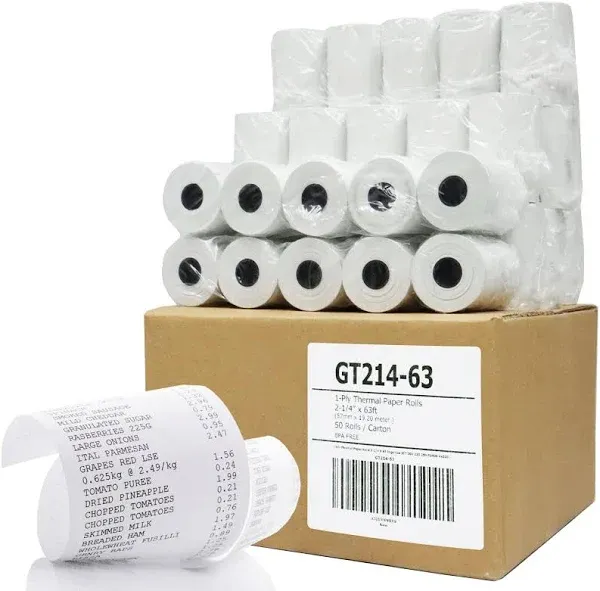 Gorilla Supply Thermal Paper Receipt Roll 2-1/4" x 50' BPA Free 50 Rolls