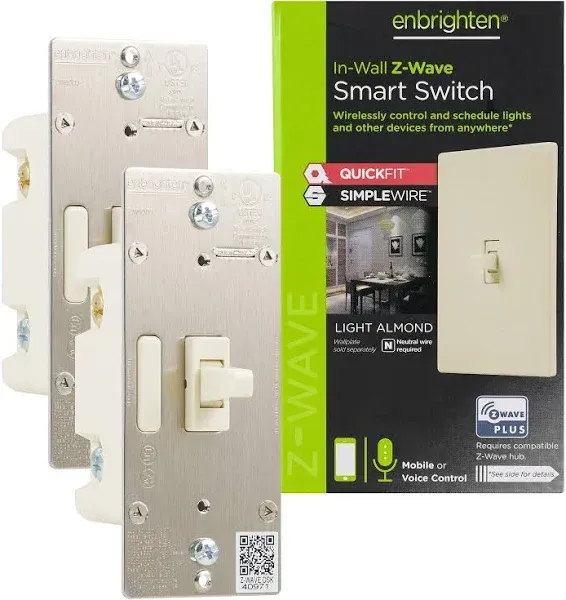 Enbrighten Z-Wave Plus In-Wall Smart Toggle Switch With QuickFit and SimpleWire