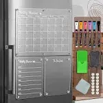 Acrylic Magnetic Dry Erase Board for Fridge，Set of 3 Transparent Planning Boards