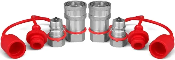 3/8" Ag ISO 5675 Hydraulic Quick Connect Couplers with Dust Caps,Pioneer Style Hydraulic Coupler,3/8” NPT Thread and 3/8” ISO Body