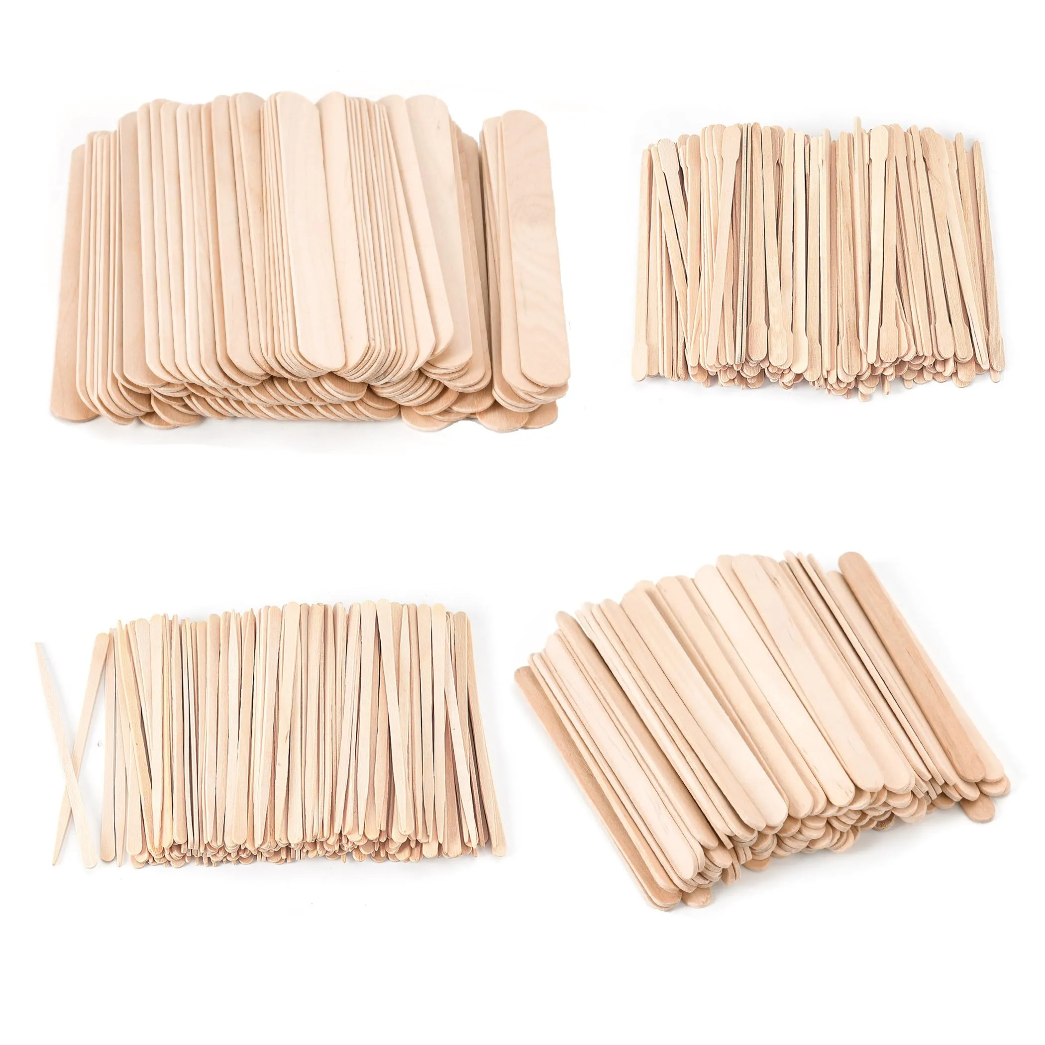 1000Pcs Wooden Wax Sticks 4 Style Assorted Wood Waxing Sticks for Body Legs F...