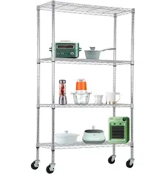 4-Tier Adjustable NSF-Certified Metal Shelf with Wheel