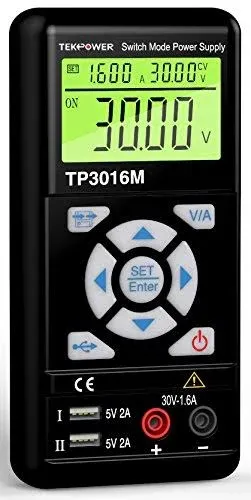 tekpower tp3016m portable handheld variable dc power supply with usb port, 0.3v