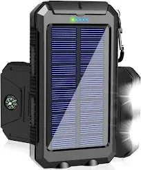 Solar Charger Power Bank, 38800mAh Portable Charger Fast Charger Dual USB Port Built-in Led Flashlight and Compass for All Cell Phone and Electronic Devices