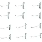 Box of 12 (Six 4-Inch and Six 6-Inch) White Metal Slatwall Hooks