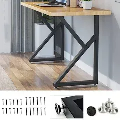 28" Table Legs Desk Legs Industrial Dining Table K Shape Cast Iron Legs Computer Desk Legs Metal Table for DIY Coffee Table Black (H28”xW18”, Set of 2)(A)