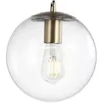 Jonathan Y Bleecker Metal/Glass Globe LED Pendant - Clear/Brass