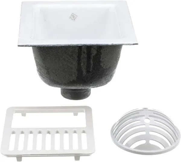 Zurn FD2375-NH3-F - 12" x 12" Acid Resisting Enamel Coated Floor Sink with 3" No-Hub Connection and 6" Sump Depth