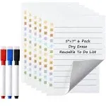 Mornajina 6Pcs Dry Erase to Do List 5x7 inch, Whiteboard Stickers for Wall wi...