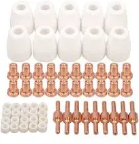 60pcs PT-31 Extended Air Plasma Cutting Nozzle Electrode Consumables Fit CUT-40 CUT-50D CT-312