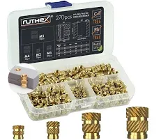 ruthex Threaded Inserts M2 + M3 + M4 + M5 Assortment Box - 70 + 100 + 50 + 50 Pieces - Brass Heat Set Insert for Plastic Parts - Metric knurled Nuts - Insert by Heat into 3D Printing Components