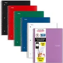 Five Star Spiral Notebook + Study App 6 Pack 1 Subject College Ruled Paper 8-...