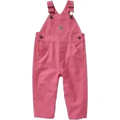 Carhartt Baby Girls&#039; Loose Fit Canvas Bib Overall Pink Lemonade