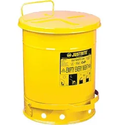 Justrite 10 Gallon Oily Waste Can, Yellow 09301 (3376422)