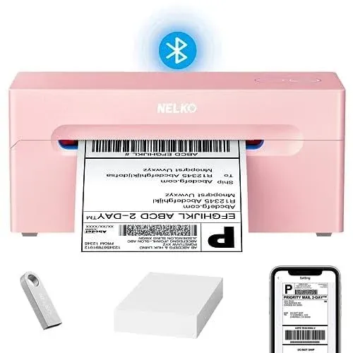 Bluetooth Thermal Shipping Label Printer, Wireless 4X6 Shipping Label Printer fo