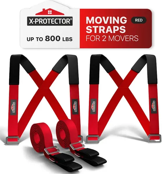 X-Protector Moving Straps - 2 Pairs - Lifting Straps for 2 Movers - Furniture Moving Straps to Move Furniture Easily and Safely - Perfect for