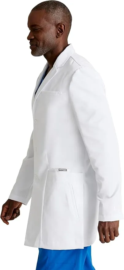 BARCO Grey's Anatomy Scrubs - Derek Lab Coat for Men, Professional Full-Length 3-Button Long Sleeve 35"- 39" Lab Coat