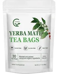 Premium Unsmoked Yerba Mate Tea Bags - Rich in Vitamins and Antioxidants, 30 ct