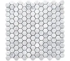 Carrara Marble 1" Hexagon Tile Venato White Carrera Mosaic Honed, 1 sheet - Traditional - Wall And Floor Tile - by Stone Center Online | Houzz